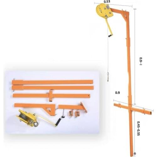 1200 lb Manual Stainless steel, outside installation lifting crane, folding, self-locking manual winch assembly air conditioner