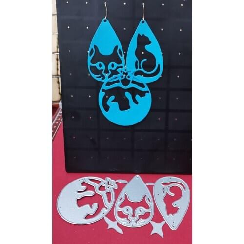 3Pcs Hollow Animal Drop Dangler Earring Metal Cutting Dies For Stamps Scrapbooking Stencils DIY Paper Album Card Decor Embossing