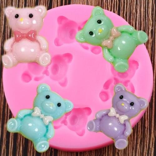 3D Cute Baby Bears Silicone Molds Baby Birthday Cake Decorating Tools Fondant Chocolate Gumpaste Mold Candy Polymer Clay Moulds
