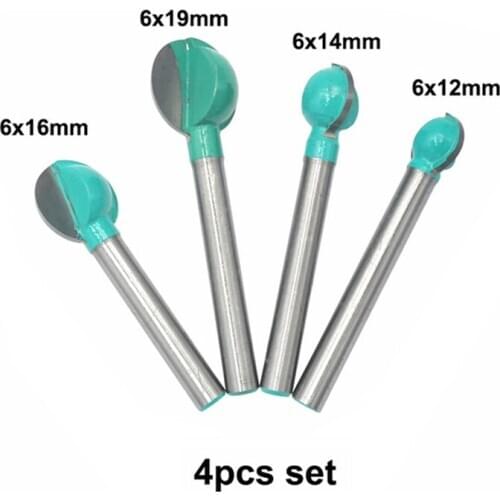 4pcs 5pcs 6mm Shank Ball Nose Round Carving Bit Router Bit for Wood Cove CNC Milling Bit Radius Core Tungsten Carbide 6003
