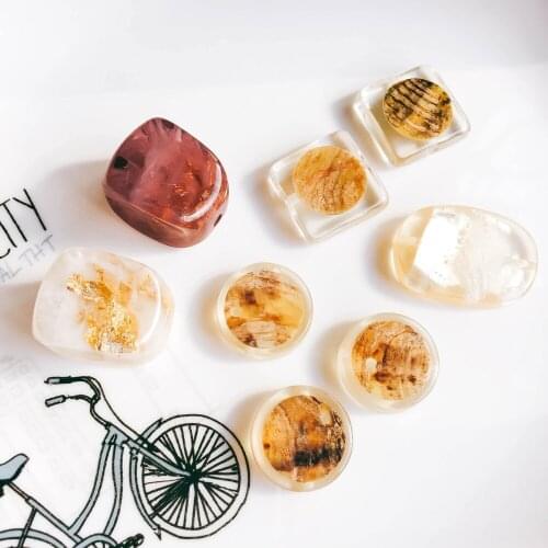 Clear Gold Foil IrregularResin Beads Pendant Necklace Charms Jewelry Accessories Components Diy Material 6pcs