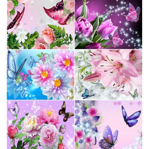 QIZITENG Diamond Embroidery Paintings Flower and Butterfly Landscape Full Square/Round Mosaic Cross Stitch Wall Collage Kit New