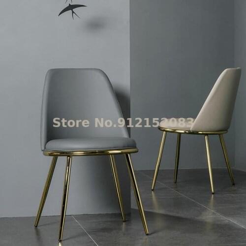 American light luxury dining chair modern minimalist makeup stool Nordic home dining table and chair creative soft backrest leat