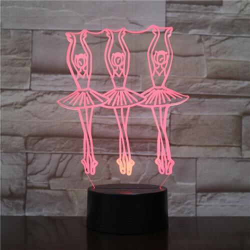 Ballet Dance Girls Waltz 3D LED Night Light Changing Lamp Halloween Light Acrylic Illusion Desk Lamp for Kids Gift Dropshipping