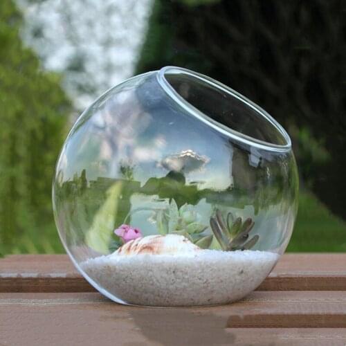 Free Shipping 4pcs/pack Diameter=8cm Small Size Side Open Glass Terrarium Vase Home Decoration Creative Aquarium Fishbowl