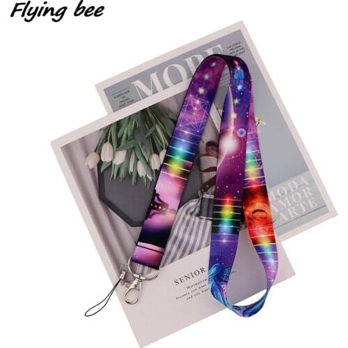 Flyingbee Fashion Starry Sky Yoga Painting Art Key Chain Lanyard Neck Strap For Phone Keys ID Card Creative Lanyards X2025