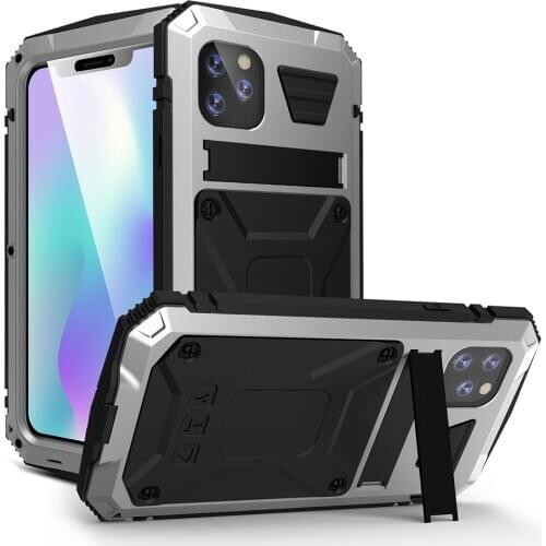 Armor Full Protect Metal Case For Samsung S20 Ultra S20 Plus Waterproof Shockproof Stand Cover For iPhone 11 Pro X XR XS Max