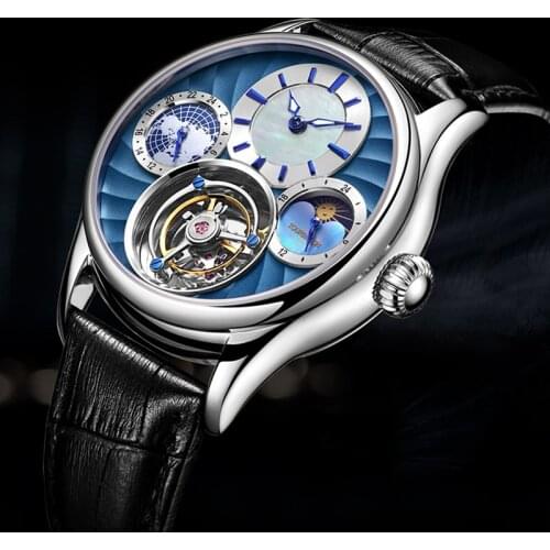 AESOP zegarek meski Flying Tourbillon Mens Mechanical Watch Male Rotary Skeleton Watches for Men Man Clocks montre homme luxe