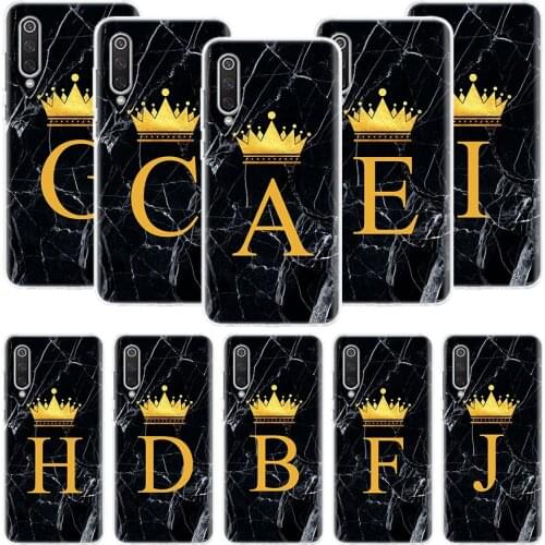 26 Letter Crown Custom A Phone Case For Xiaomi Mi Note 10 11 9 8 10T 9T CC9 A1 A2 A3 5X 6X Pocophone F1 X3 F2 Pro Lite Coque Cov