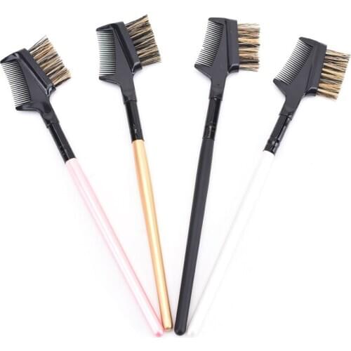 HOT Eyebrow Eyelash Dual-Comb Extension Brush Metal Comb Makeup Tool