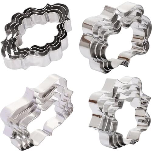 HOT-4pcs/set European Wedding Frame Cookie Cutters Biscuits Stainless Steel Tools Kitchen Baking Mould # D