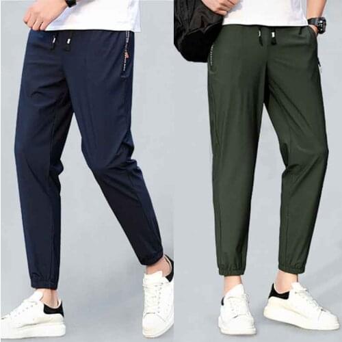 Ice Silk Cool Summer Thin Trousers Mens Sporty Pants UVprotection Quick Dry Fishing Cycling Elastic Womens Pantalon Size M-8XL