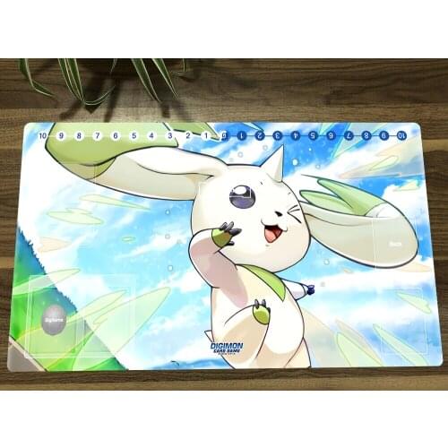 Anime Digimon Duel Playmat Terriermon Trading Card Game Mat DTCG CCG Mat Mouse Desk Pad Gaming Play Mat & Card Zones Free Bag