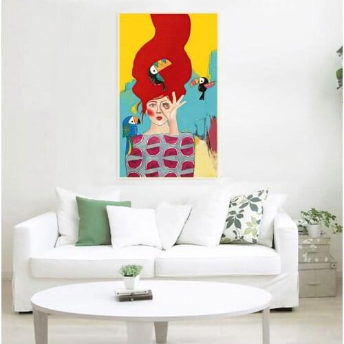 Nordic Style Handdraw Characters Colorful Canvas Poster and Print Decor Wall Art Pictures For Living Room Bedroom Giclee
