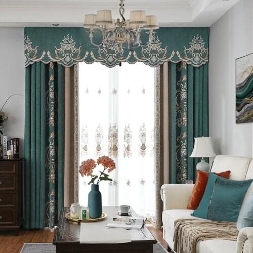 Custom Luxury American Pastoral Curtains for Living Room Bedroom Chenille Blackout Seamless Stitch Curtains Home Decoration