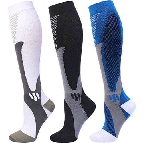 24 Styles Men Women Compression Socks For Football Anti Fatigue 20-30 Mmhg Pain Relief Black Compression Socks Fit Sport Socks
