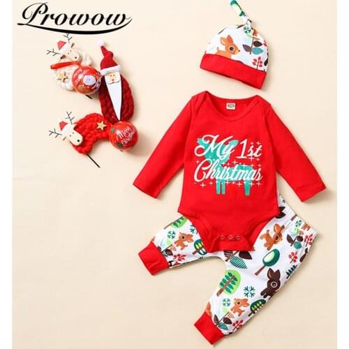 Prowow Newborn Girls Clothing My First Christmas Baby Clothes Set Festival Party Kids Toddler Girls Costume Winter Baby Outfits