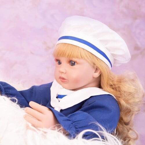 Reborn Baby Girl Doll 60 CM Princess Babies Alive Bebe Cloth Body With Mid Gold Curly Hair For Girl Birthday Childrens Day Gift