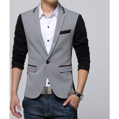 Autumn Fashion Suit Jacket Men Tops Mixed Color Slim Single Button Casual Business Blazer Jaqueta Pocket Male Coats Plus Size