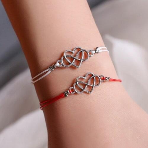 Simple 2-Piece Set Heart-shaped Number 8 Bracelet Fashion Couple Multi Color Bracelet Accessories Jewelry Gifts For Friends