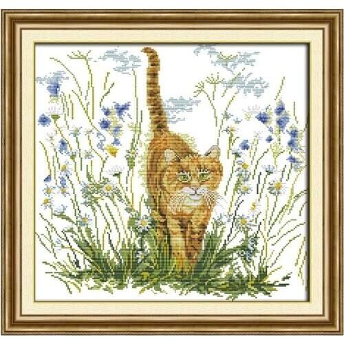 The cats warning painting counted printed on the canvas 11CT 14CT DIY kit Chinese Cross Stitch embroidery needlework Sets