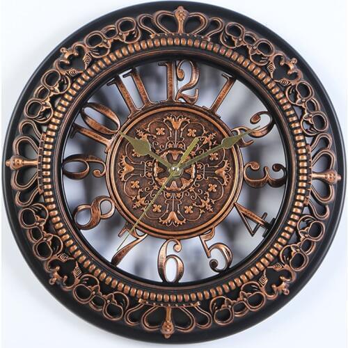 12 Inch European Style Retro Wall Clock Acrylic Living Room Bedroom Round Office Mute Quartz Wall Clock Antique Gold Black White