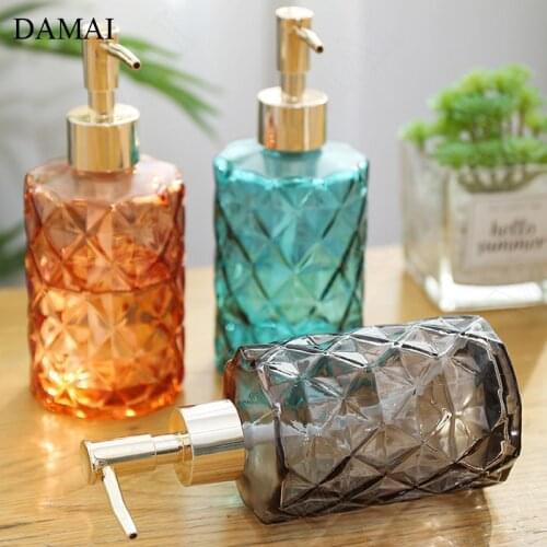 Nordic Household Push Hand Soap Dispenser Bottle Creative Diamond Glass Shampoo Bottle Restroom Bathroom Accessories Decoration