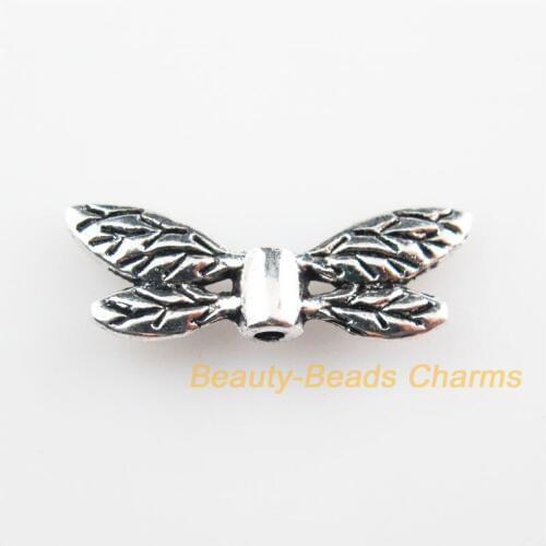 New 30Pcs Tibetan Silver Color Animal Wings Spacer Beads Charms 8x22mm