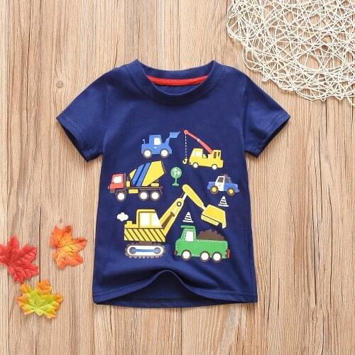 New Cotton Kids T-Shirt Children Summer Short Sleeve T-Shirts for Girls Clothes Car Truck Printed Baby T Shirt Toddler Tops 1-6M