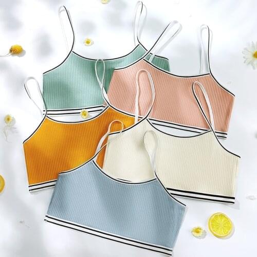 New Simple Sports Top for Girls Striped Fashion Women Underwear Comfort Cotton Lingerie Breathable Tube Top Bras Girl Underwear