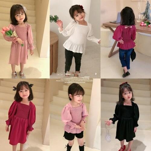 Baby Girls Smocked Dress Kids Vintage Square Collar Blouse Sisters Matching Clothes Twins Outfits Girls Satin Smocking Dress