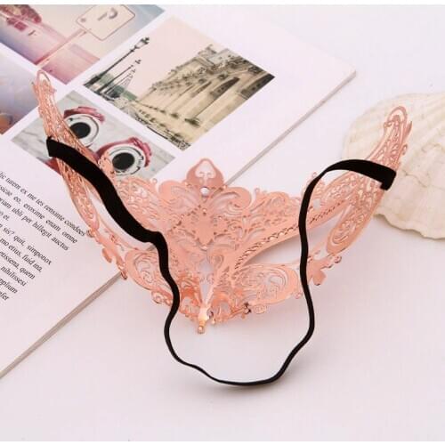 Phantom Metal Laser Cut Rose Gold Wedding Party Mask Women Crown Costume Venetian Filigree Cosplay Masquerade Masks