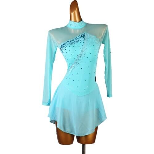 Figure Skating Dress Women girl Ice Skating Dress royal blue Gymnastics Costume kids size B102