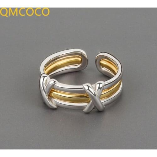 QMCOCO Japanese-Korean Simple Wave Fold Band Surface Smooth Ring Retro Design Index Finger Ring party Jewelry For Man And Women