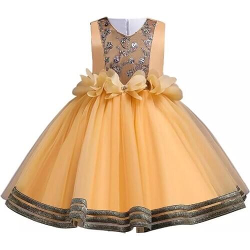 Christmas Kids Clothes Embroidery Princess dress Flower Girl Dresses For Party And Wedding 2020 Child Birthday Dress Kids Outfit