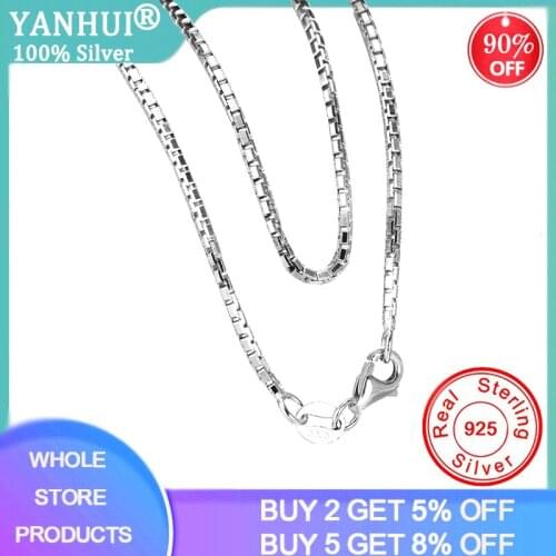 Silver 925 Necklace Curb Box Chain 45cm Length Lobster Clasp Link Chain Necklace DIY Jewelry Silver Accessories Making Materials