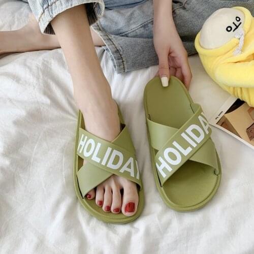 Women Summer Slippers Female Cross Open Toe Flip Flop Lady Non-Slip Indoors Bathroom Flats Womens Fashion Breathable House Shoe