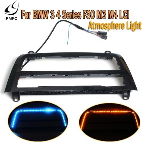 PMFC LED Dashboard Center Console AC Panel Lamp Blue Orange 2 Color Atmosphere Light For BMW 3 4 Series F30 F31 F80 M3 M4 LCI