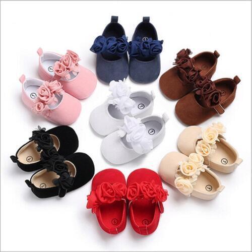 2018 new sweet princess flower shoes Toddler Baby Girl Floral Crib Shoes Newborn Prewalker Non-slip Kids Soft Sole casual shoes