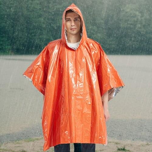 Outdoor Emergency Raincoat PE Aluminum Film Disposable Poncho Cold Insulation Rainwear Blankets Survival Tool Camping Equipment