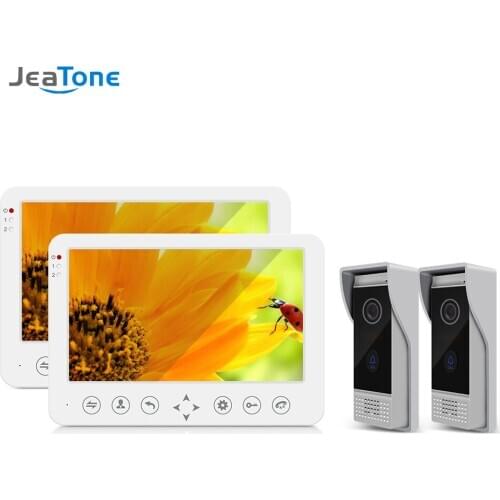 Jeatone 10 Inch Video Doorbell Home Intercom Video Door Phone with 2 x 960P Monitor and Home Security Kit Waterproof Doorbell