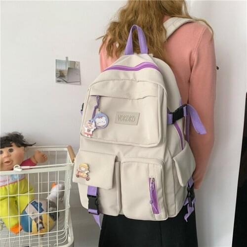 Women Waterproof Nylon Backpack Cute Female Student School Bag College Book Lady Travel Backpack Kawaii Fashion Girl Bags Trendy