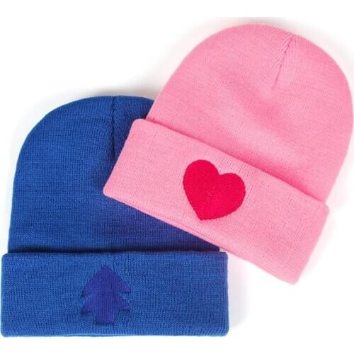 New Heart and Tree Embroidered Knit Hat Fashion Warm Wool Hats Mens and Womens Universal Cap Winter Ski Caps