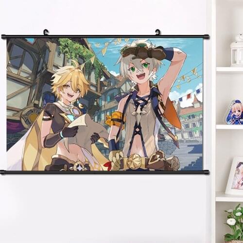 Japanese Anime Game Genshin Impact bennett Wall Scroll Poster Manga Wall Hanging Poster Home Decoration Art 40*60cm