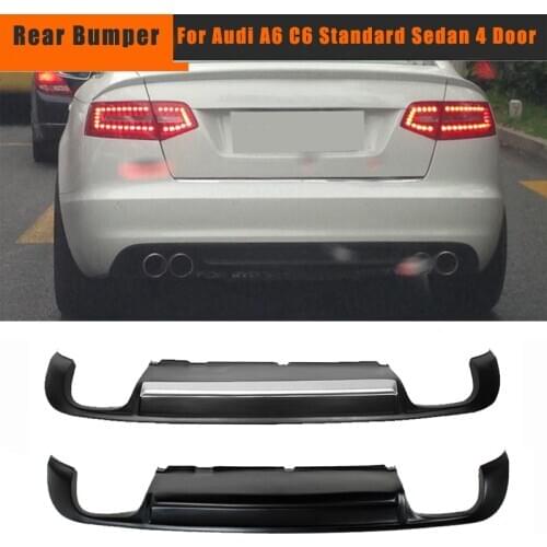 Rear bumper lip spoiler diffuser for Audi A6 C6 Standard Sedan 4 Door 2009 2010 2011 Black PU Carbon Fiber