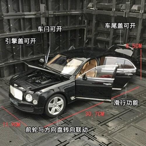 1:18 Starlight Bentley Mulsanne Alloy Static Car Model 6 Places Can Open Collection Gifts To Watch Childrens Toys Black