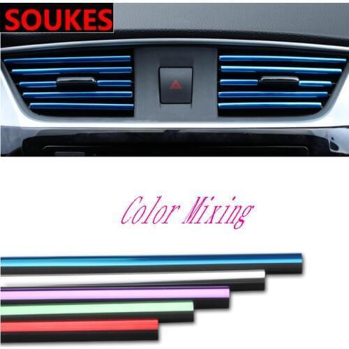 2pcs 20cm Chrome Car Air Vent Decoration Strip For Seat Leon Lbiza Skoda Octavia a5 A7 2 Rapid Kodiaq Hyundai Accent Solaris