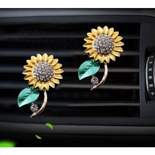2Pcs Air Outlet Fresheners Sunflower Shape Car Perfume Clips for Auto