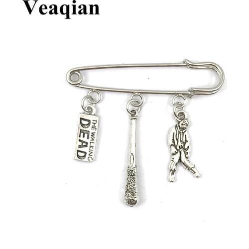 2019 / 1 new new walking corpse THE WALKING DEAD logo pin, creative denim collar badge brooch, clothing accessories gift