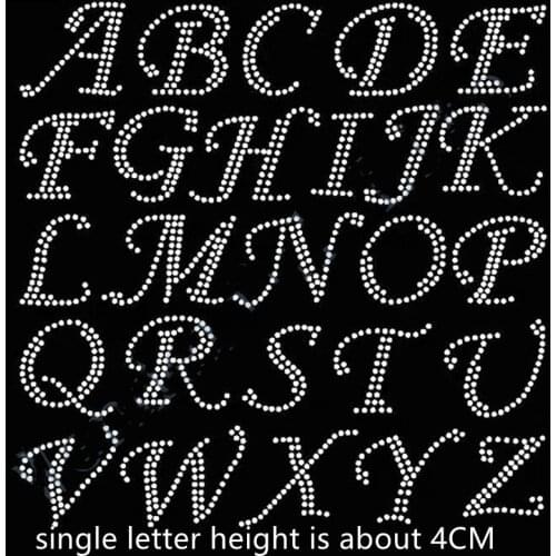 2pc/lot English letter sticker DIY LOGO Name hot fix rhinestones motif iron on transfer applique patches for shirt bag